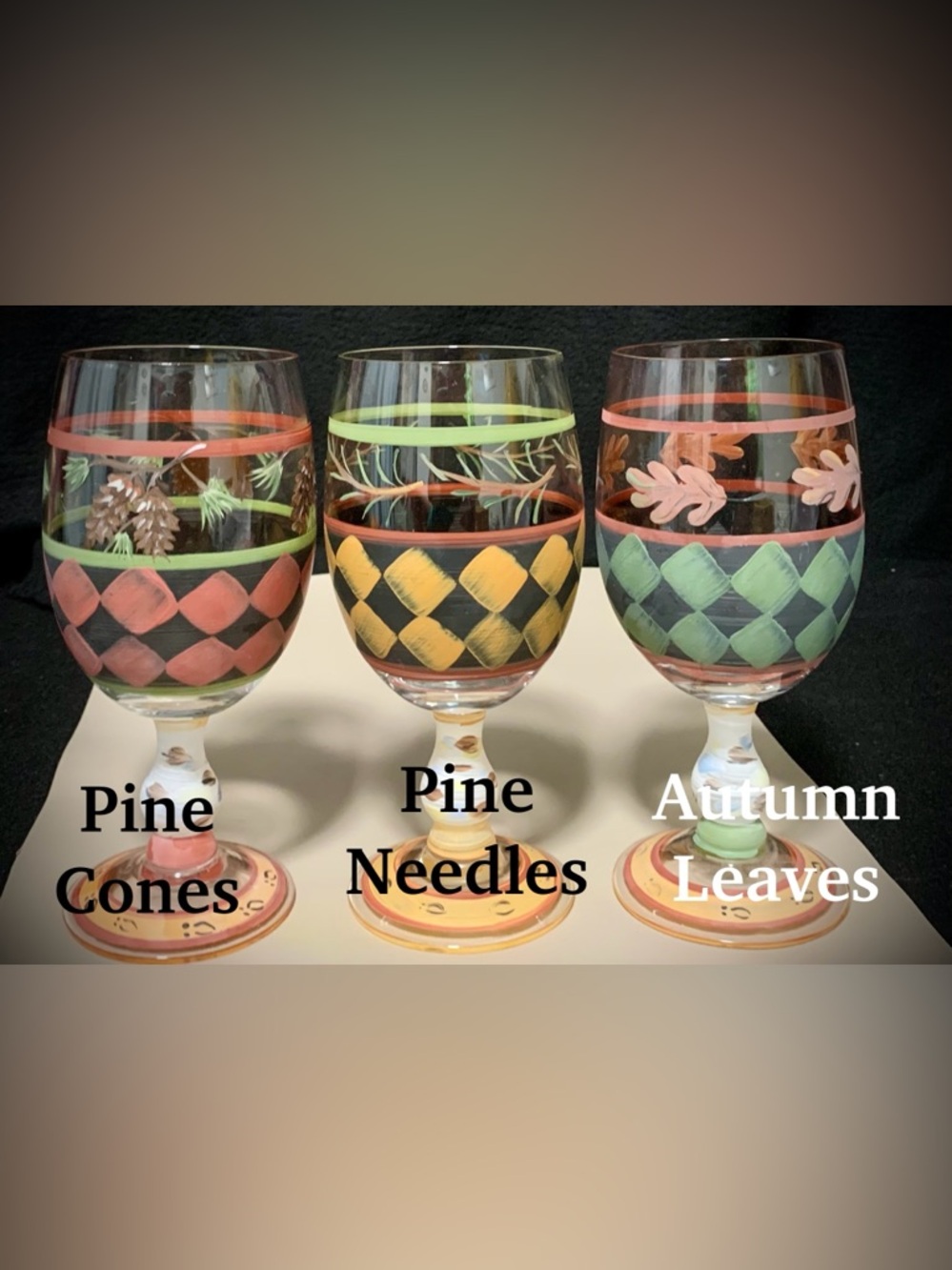 Zrike Outpost Hand-Painted Wine Glass Goblet 7-1/2" Fall Lodge Cabin Decor